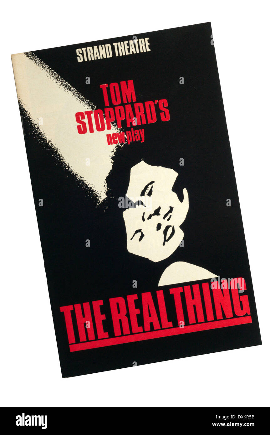 Programme for the 1982 production of The Real Thing by Tom Stoppard at the Strand Theatre. Stock Photo