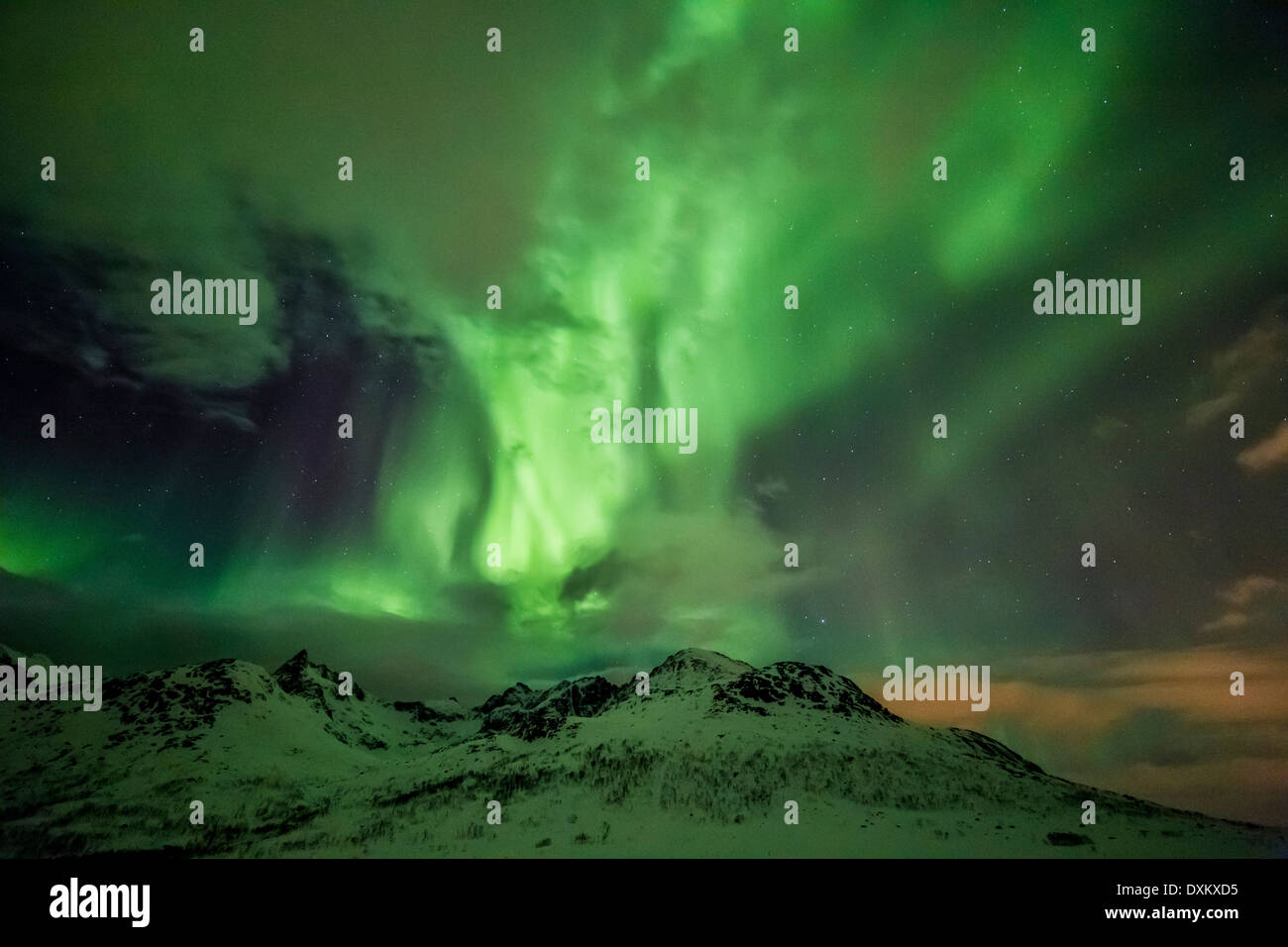 Aurora borealis or northern lights moving across night sky within the ...