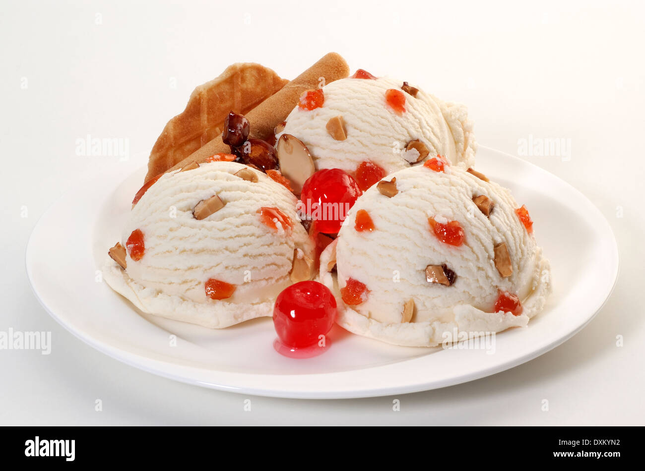 Cherries ice cream parfait Stock Photo Alamy