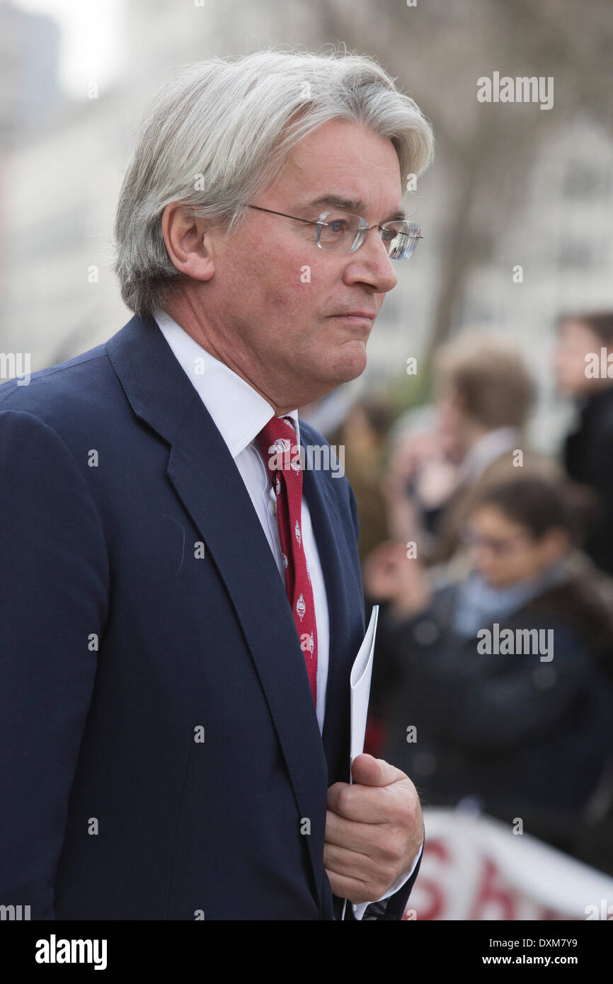 London, UK. 27 March 2014. Labour politician Andrew Mitchell. Funeral service of Labour Politician Tony Benn at St Margaret's Church, Westminster Abbey, London, UK. Photo: Nick Savage/Alamy Live News Stock Photo