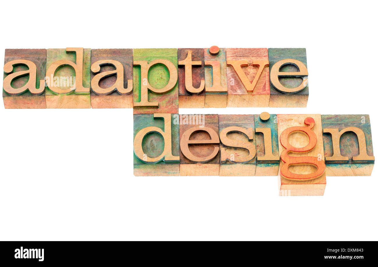 adaptive design - website development concept - isolated text in letterpress wood type Stock Photo