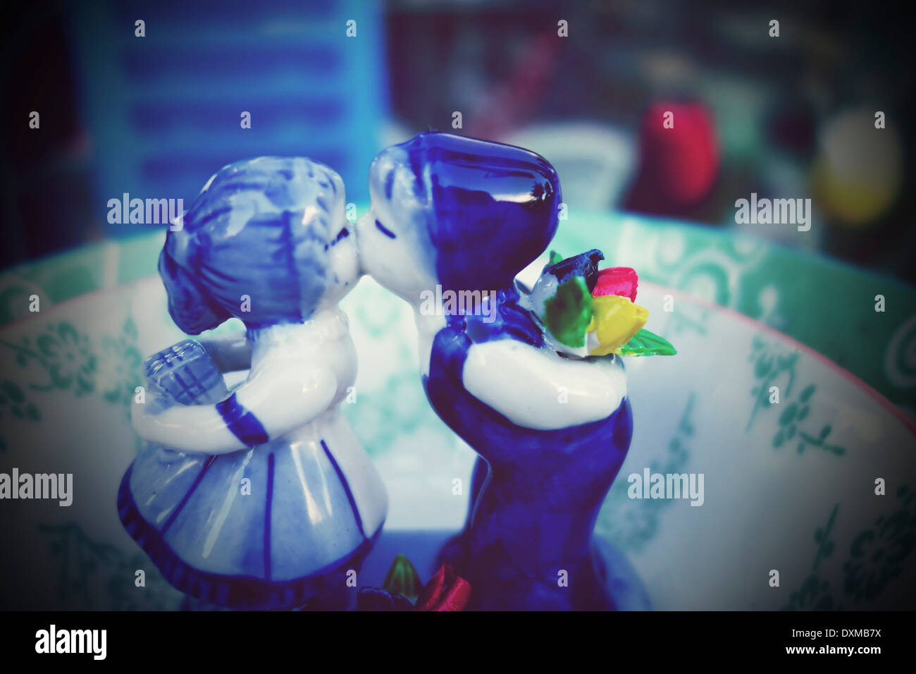 Netherlands, Amsterdam, miniature kissing couple made of porcelain
