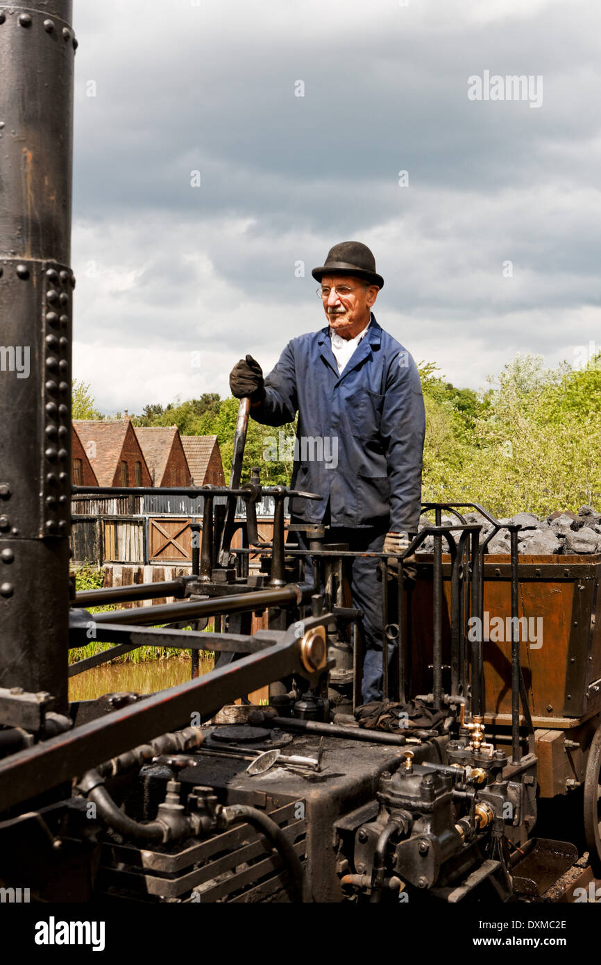 Steam driver in period costume at Blist's Mill Victorian Village in Coalbrookdale