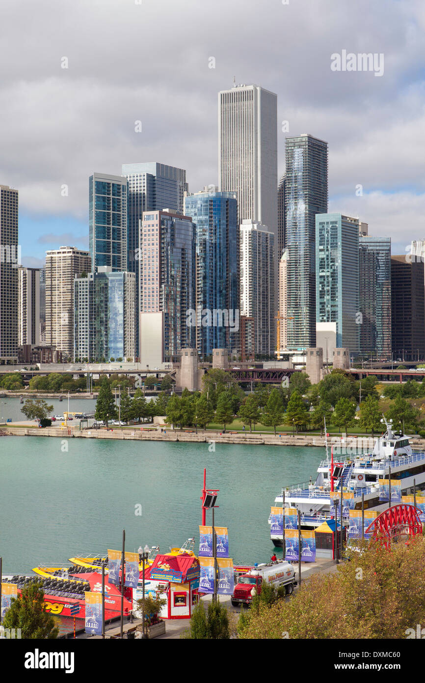 Chicago, Illinois, United States of America, downtown skyline from Navy Pier Stock Photo