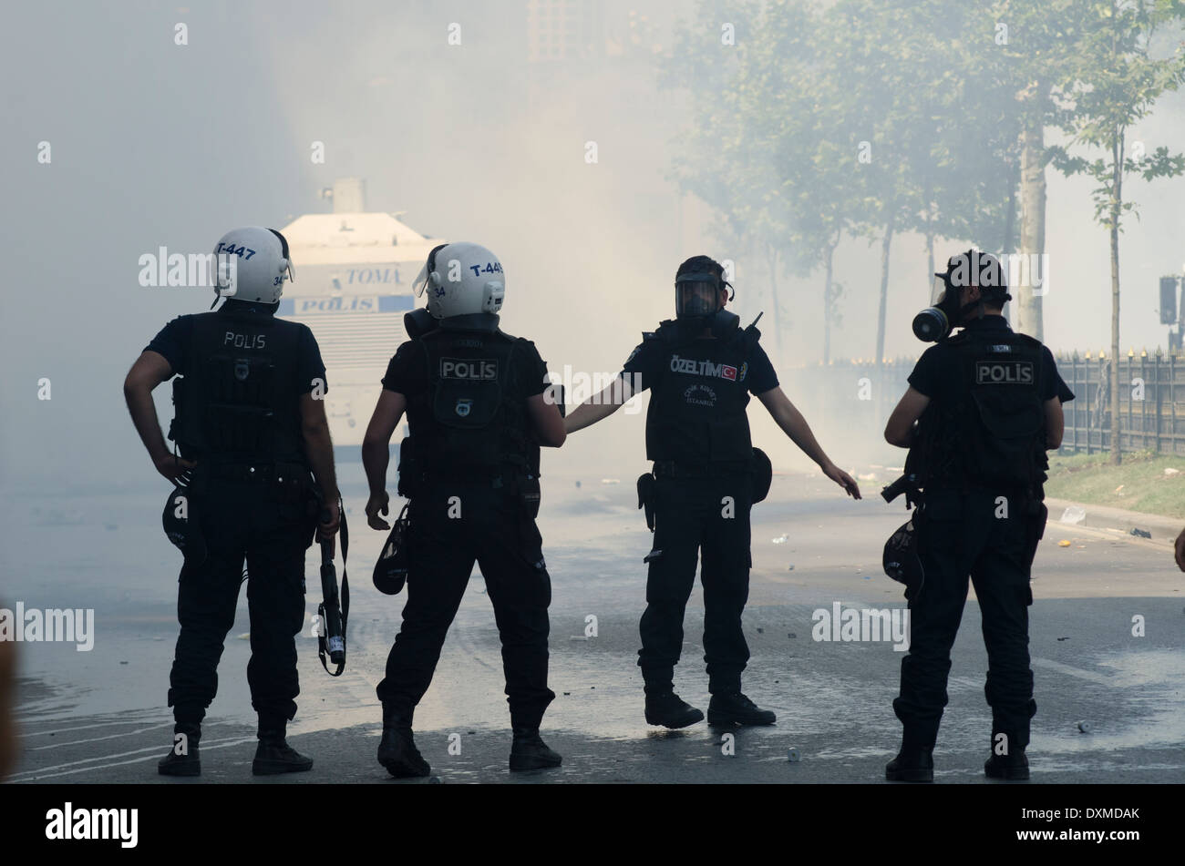 Turkish Riot Police Istanbul Taksim Square Stock Photo