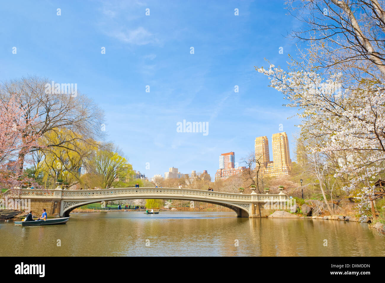 Bow Bridge over The Lake, Early Spring, Central Park Stock Photo