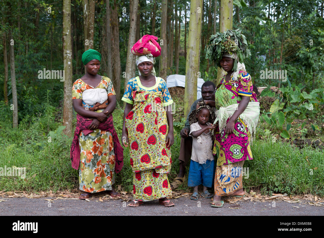 A Congolese family near Goma ,Congo ,DRC , Democratic Republic of Congo Africa Stock Photo