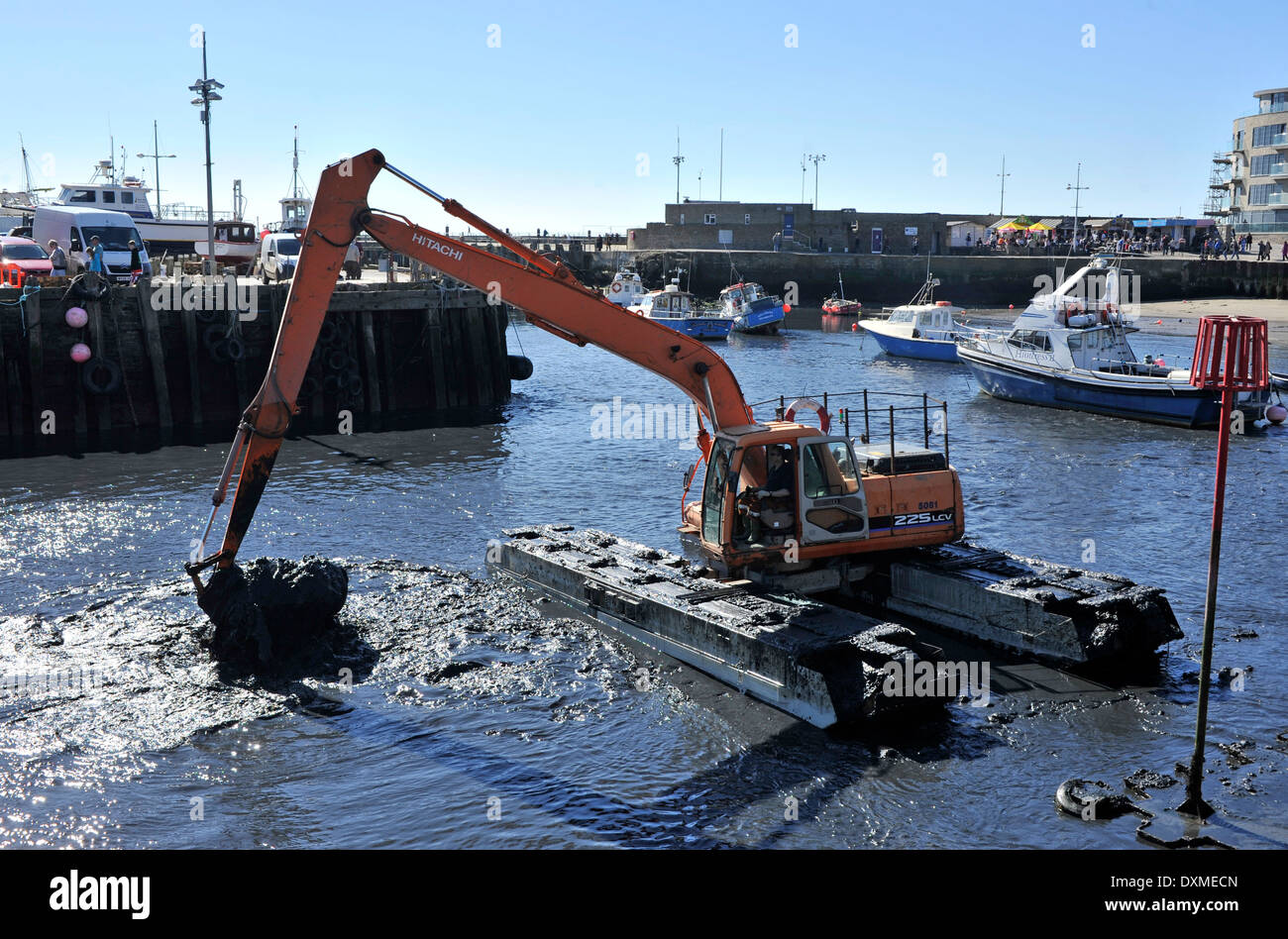 Dredging at West Bay Harbour, Dorset Stock Photo Alamy