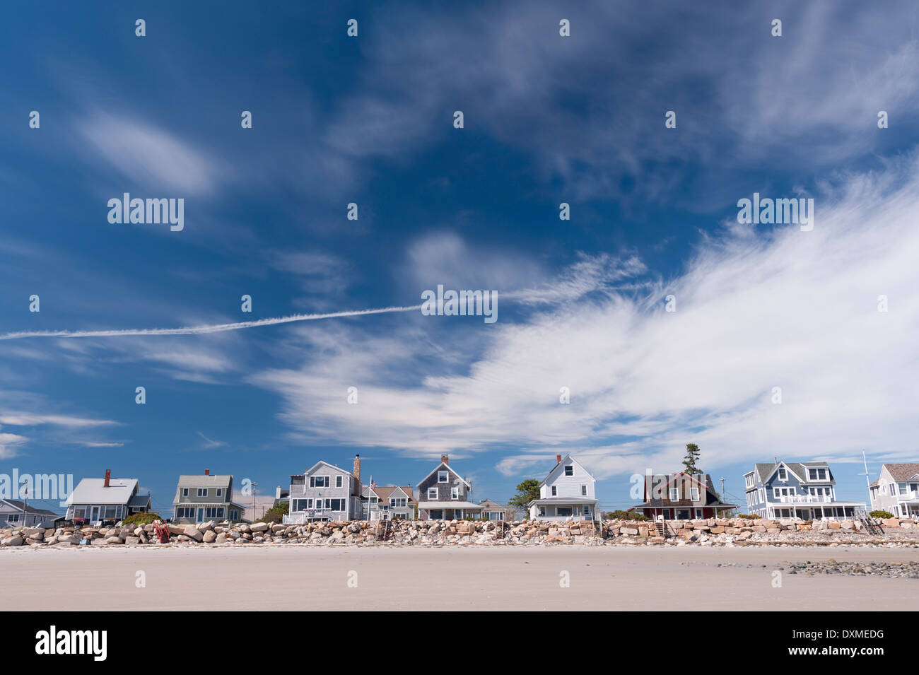 Row of beach houses overlooking Atlantic Ocean, Moody Beach, state of