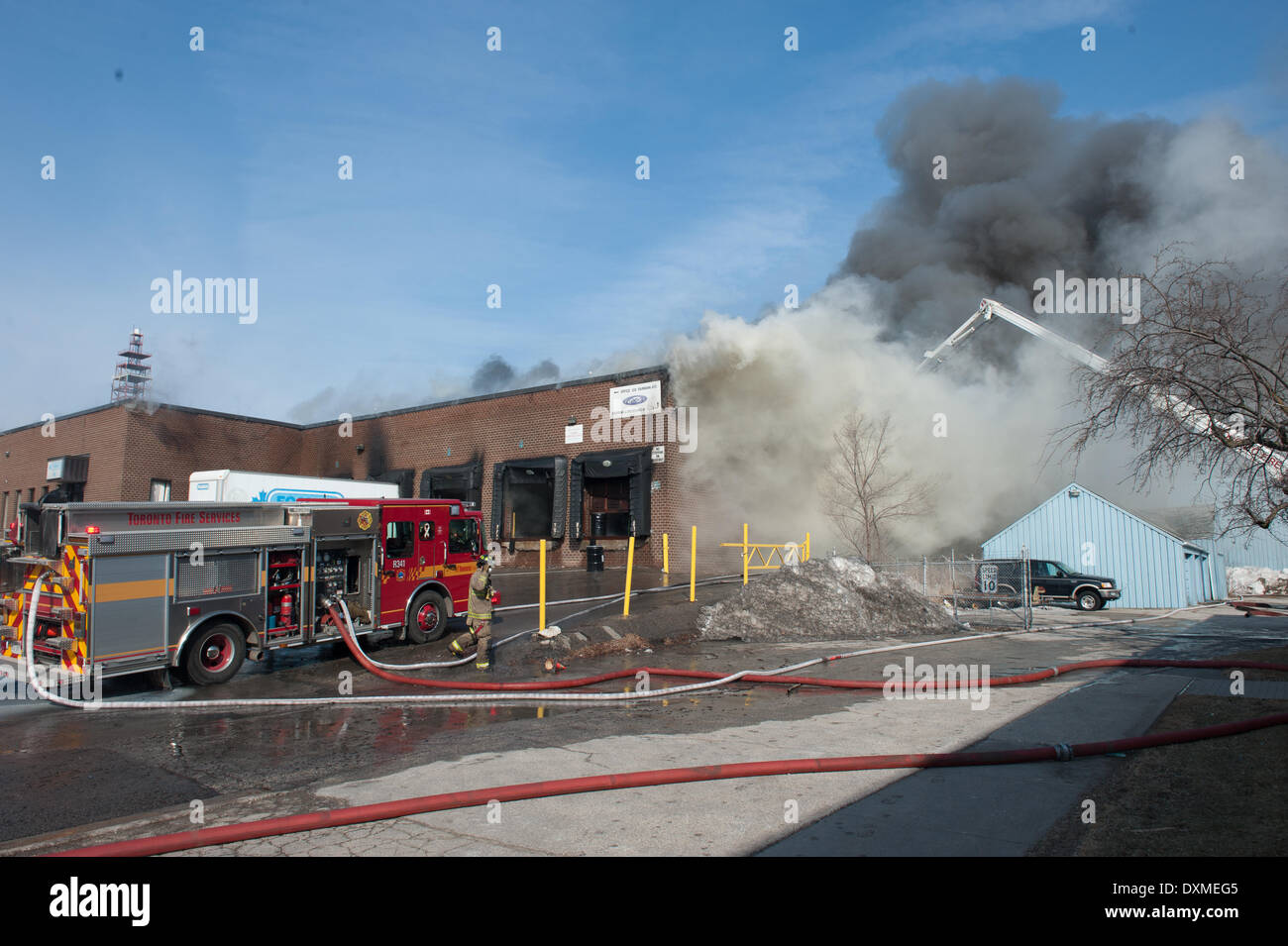 Toronto, CAN, 27 Mar 2014 A 4Alarm fire on Fairbank Avenue, at