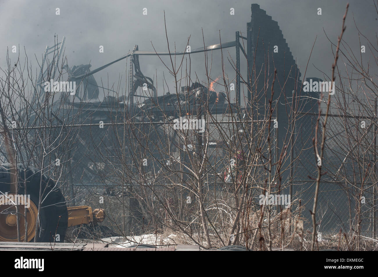 Toronto, CAN, 27 Mar 2014 A 6Alarm fire on Fairbank Avenue, at