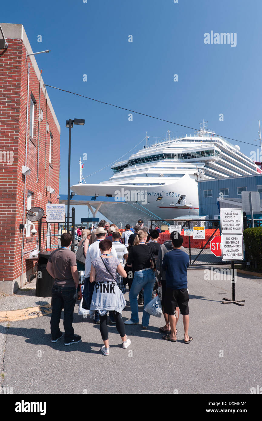 Passengers of a cruise ship harbored in Portland, Maine, returning