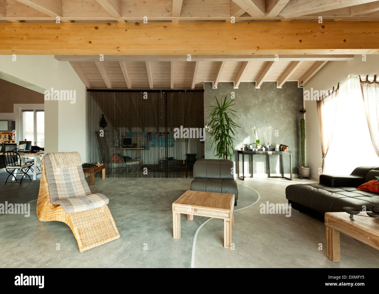 interior new loft, ethnic furniture, living room Stock Photo - Alamy