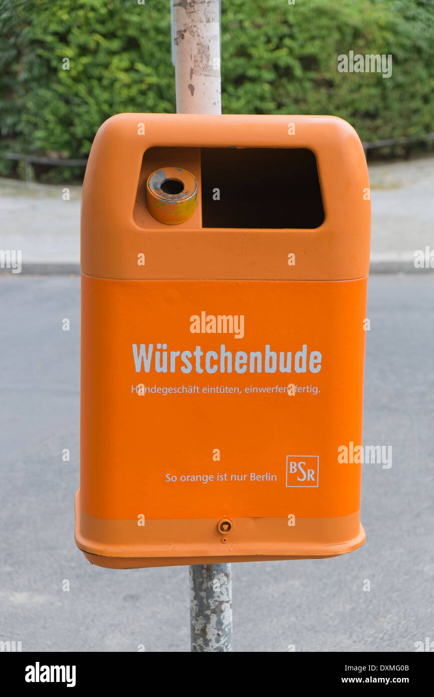 Germany, Berlin, orange waste bin Stock Photo - Alamy
