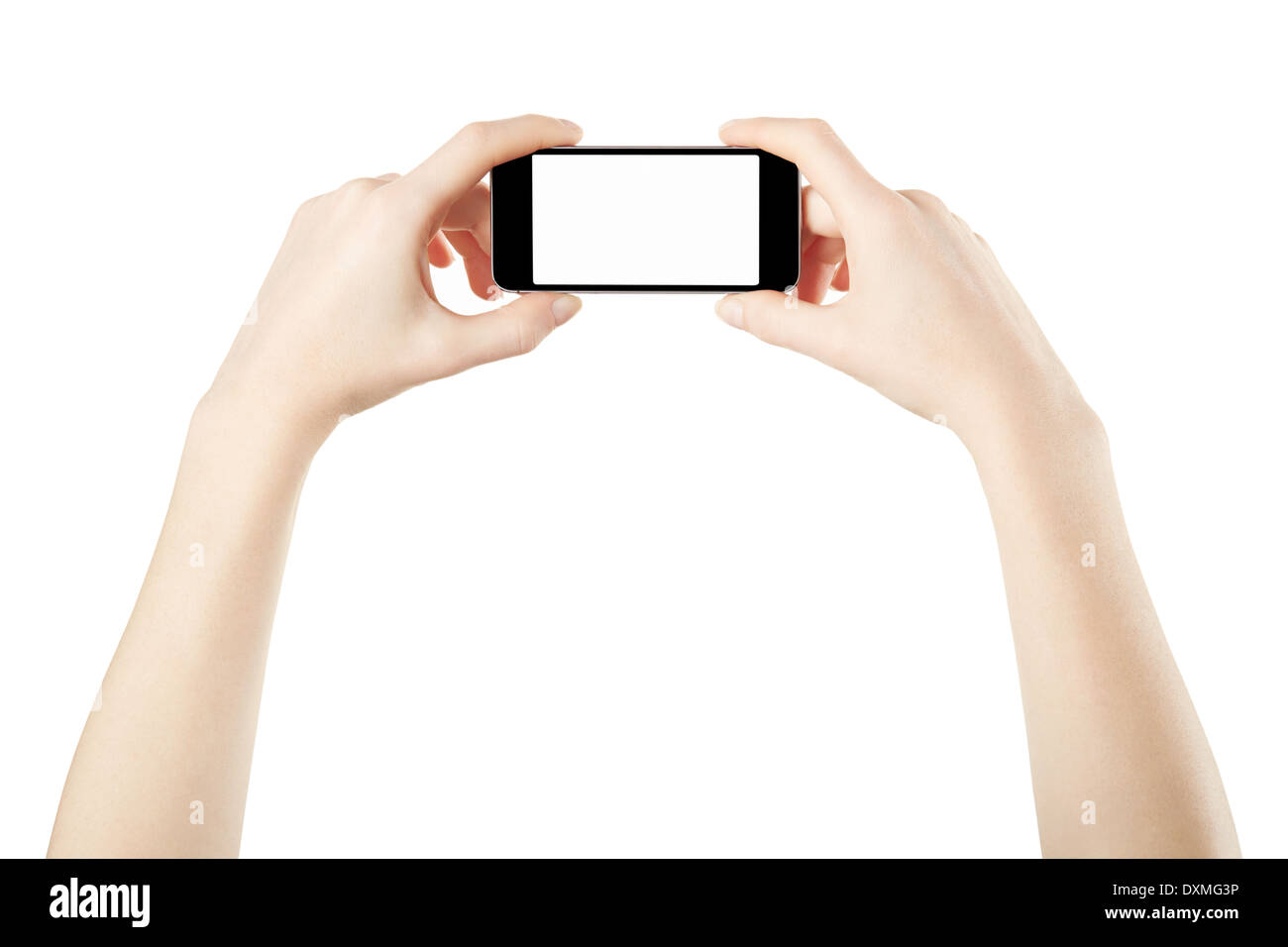 Smartphone in female hands taking photo or video Stock Photo