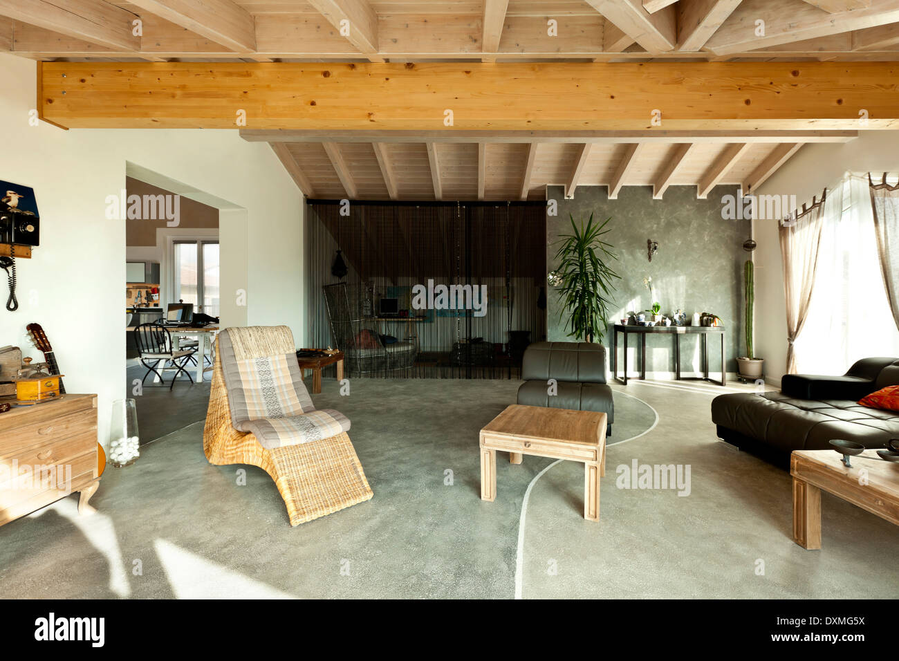 interior new loft, ethnic furniture, living room Stock Photo - Alamy