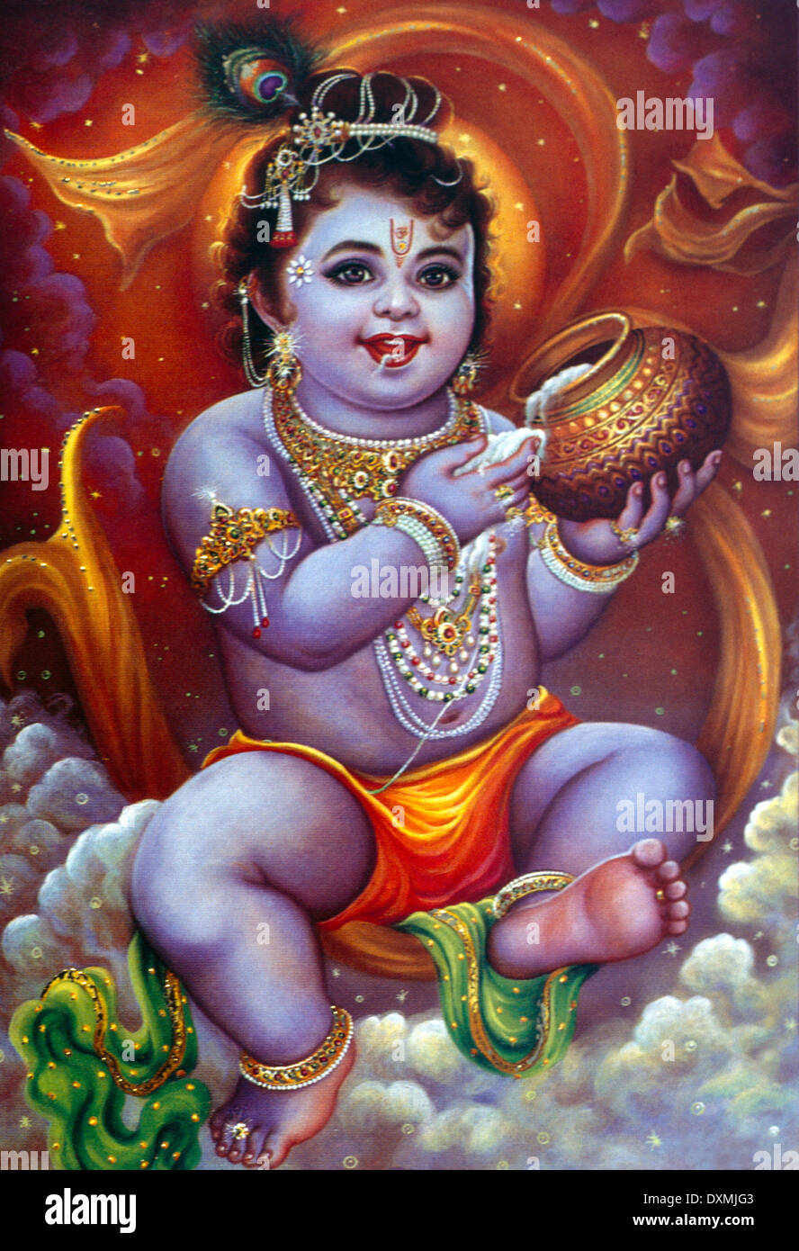 Krishna Eating Butter Stock Photo Alamy