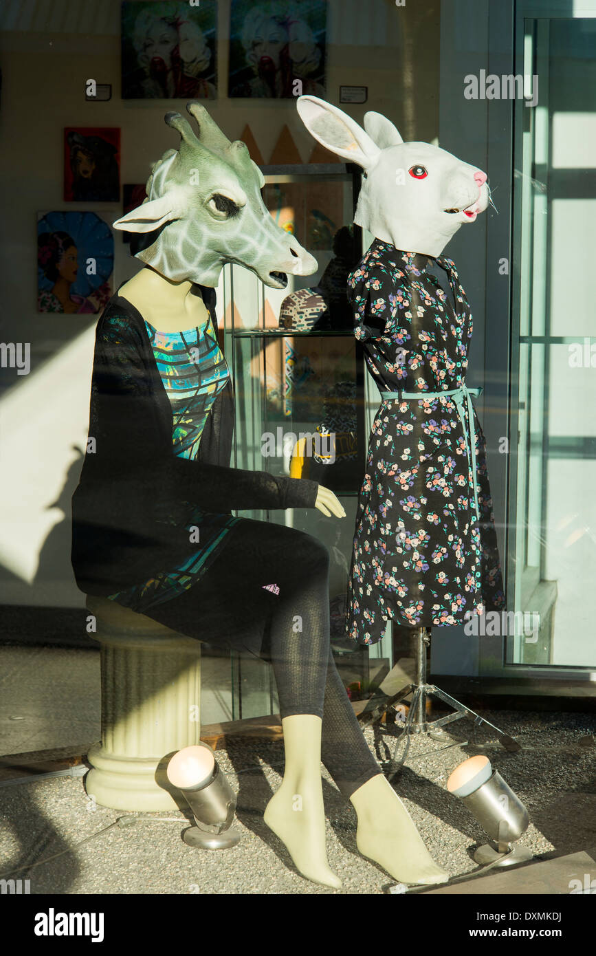 Window display in clothing boutique, Vancouver, British Columbia, Canada Stock Photo Alamy