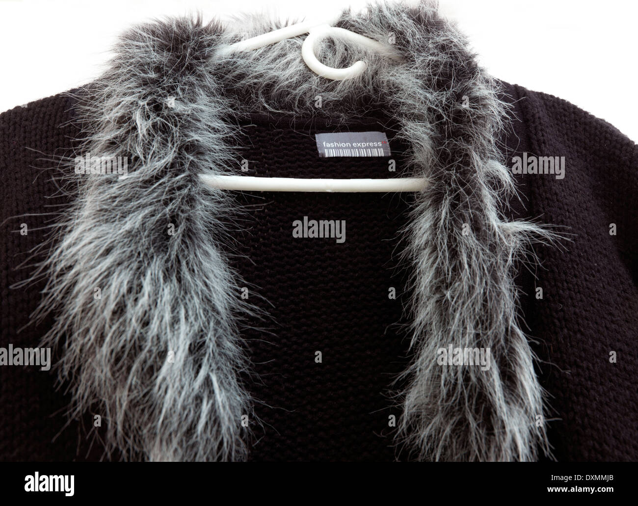 black cardigan with fur collar