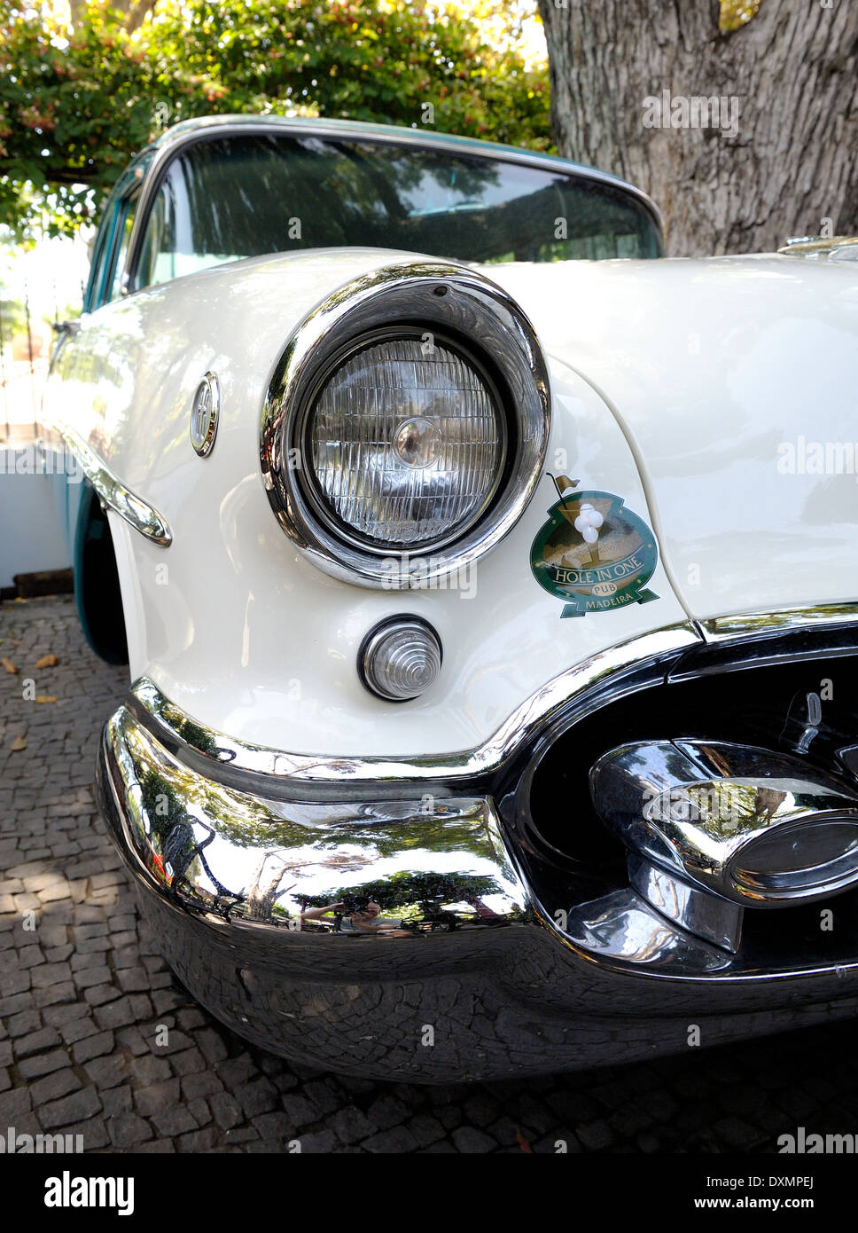 Funchal Madeira. Oldsmobile motor car 98 series in the grounds of the hole in one pub Stock Photo