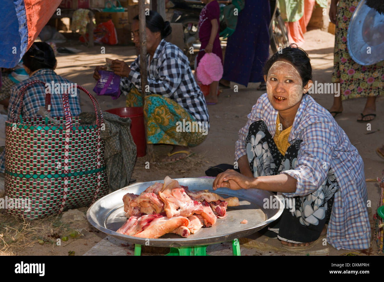 Myanmar, surrounding of Bagan, traditional market Stock Photo