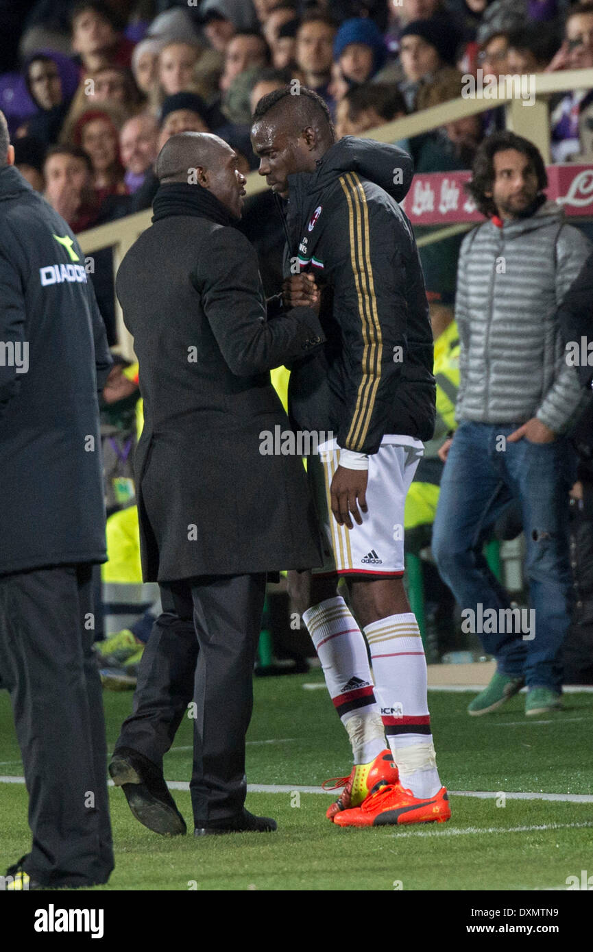 Firenze, Italy. 26th Mar, 2014. (L-R) Clarence Seedorf, Mario Balotelli ( Milan) Football/Soccer : Italian \, image size:865x1390