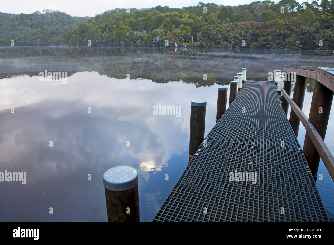 Jetty on the Pieman River at Corinna Stock Photo Alamy