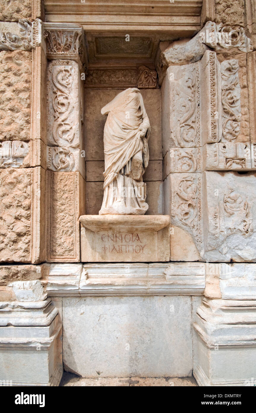 ASIA, Turkey, Ephesus, Library of Celsus (114 AD), statue of Ennoia (Thought) Stock Photo