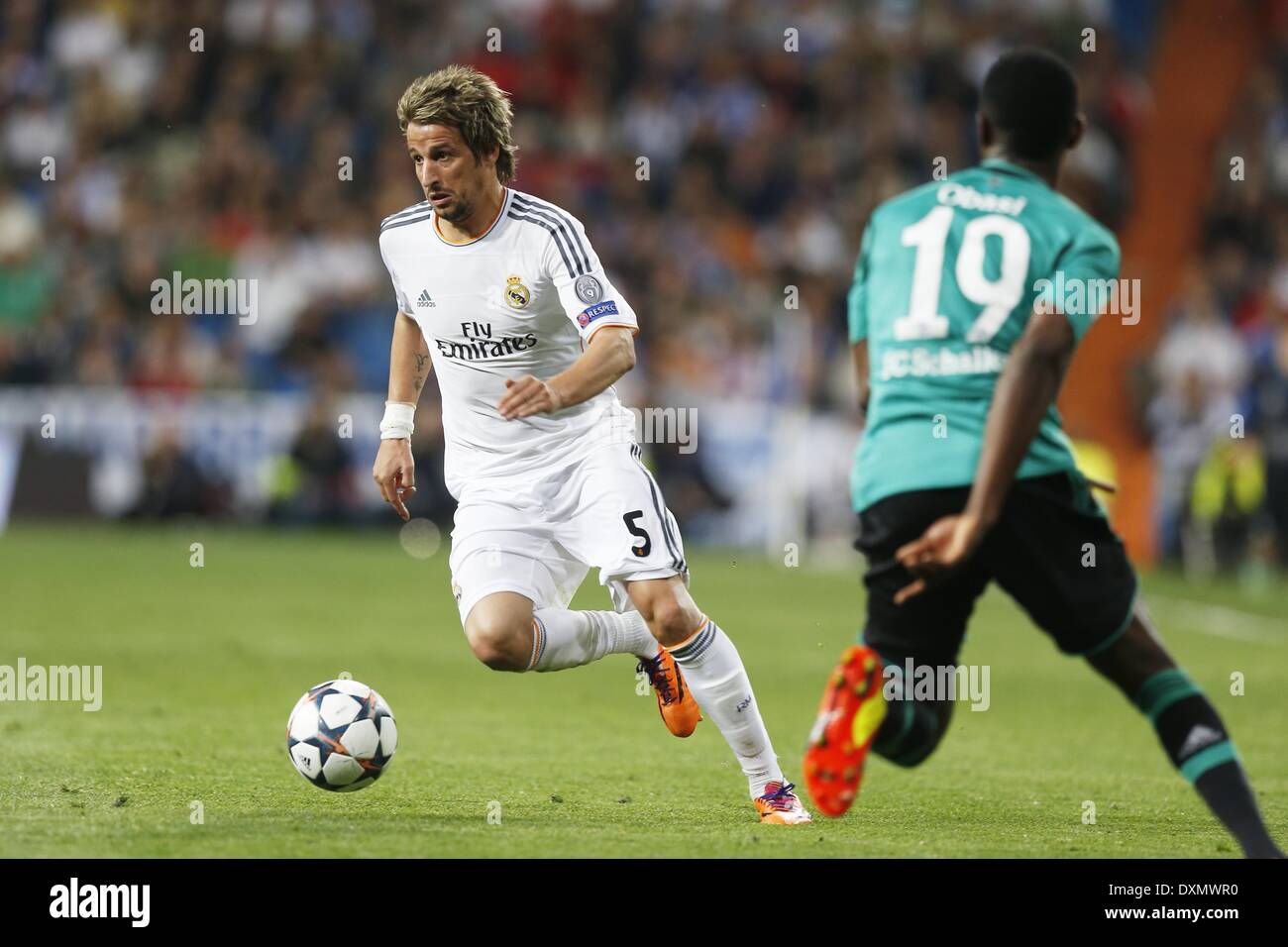 Madrid, Spain. 18th Mar, 2014. Fabio Coentrao (Real) Football/Soccer : UEFA Champions League match between Real Madrid and Schalke 04 at the Santiago Bernabeu Stadium in Madrid, Spain . © AFLO/Alamy Live News Stock Photo