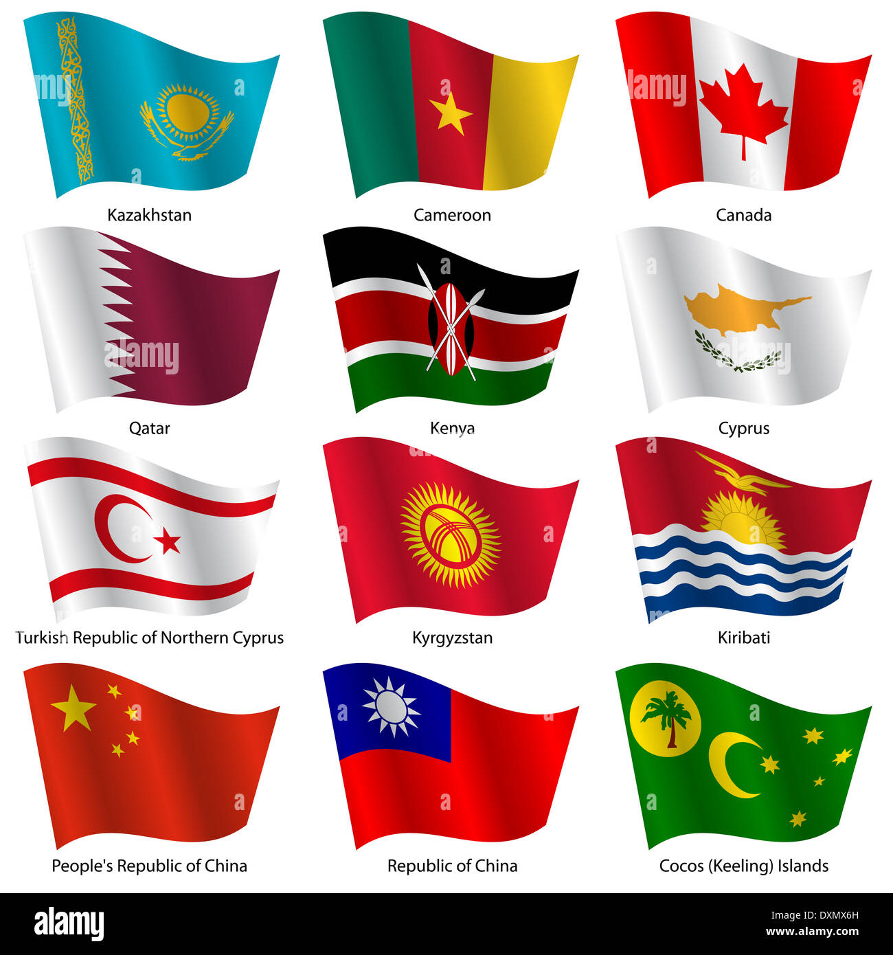 Set Flags of world sovereign states. Vector illustration Stock Photo