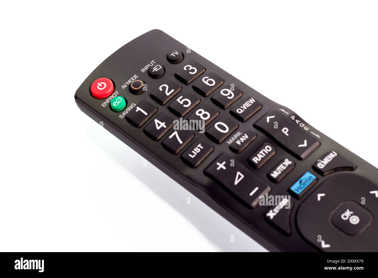 Black TV Remote Control with isolated background Stock Photo