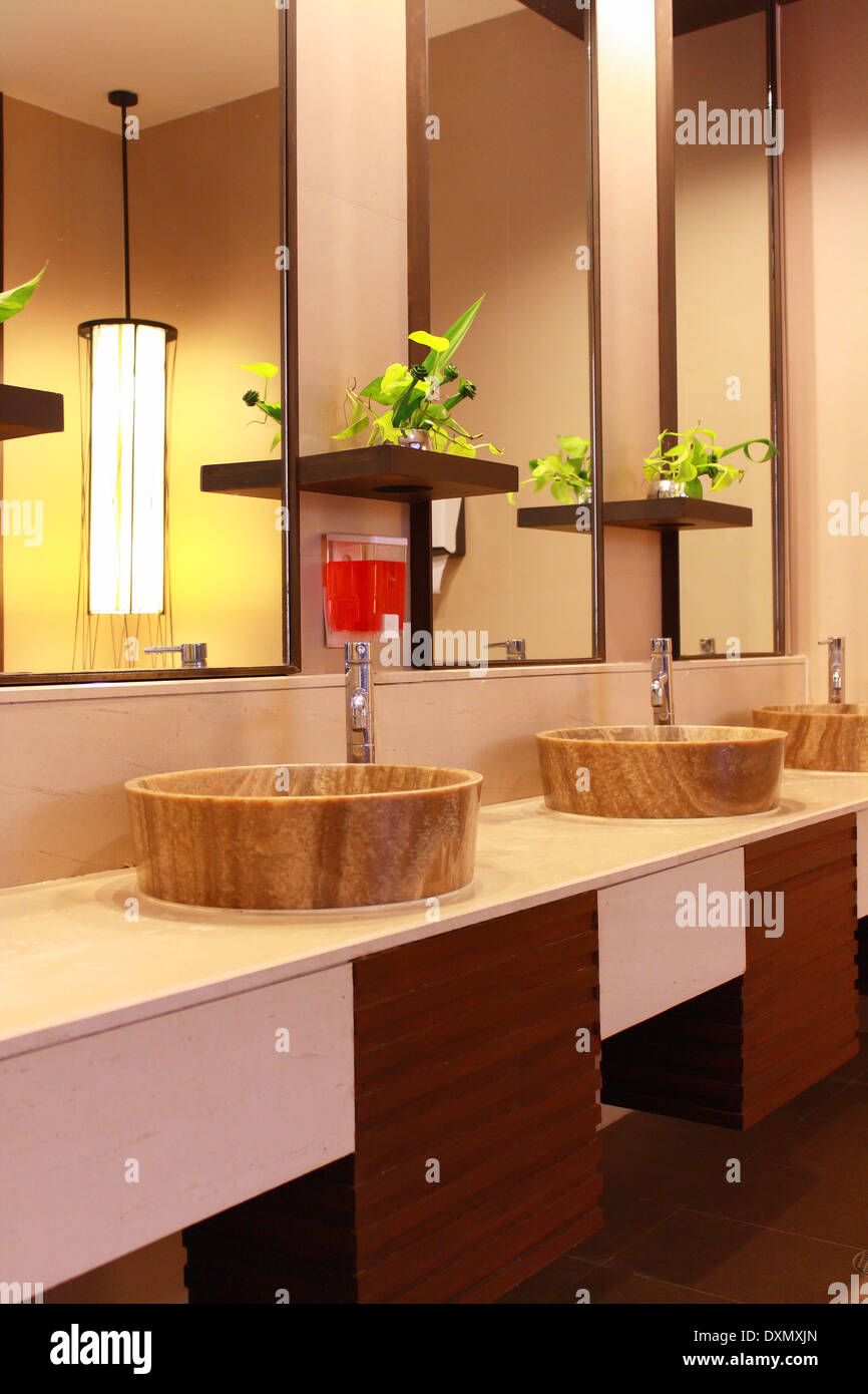 restroom interior,it is a public restroom in a tourist attraction Stock Photo