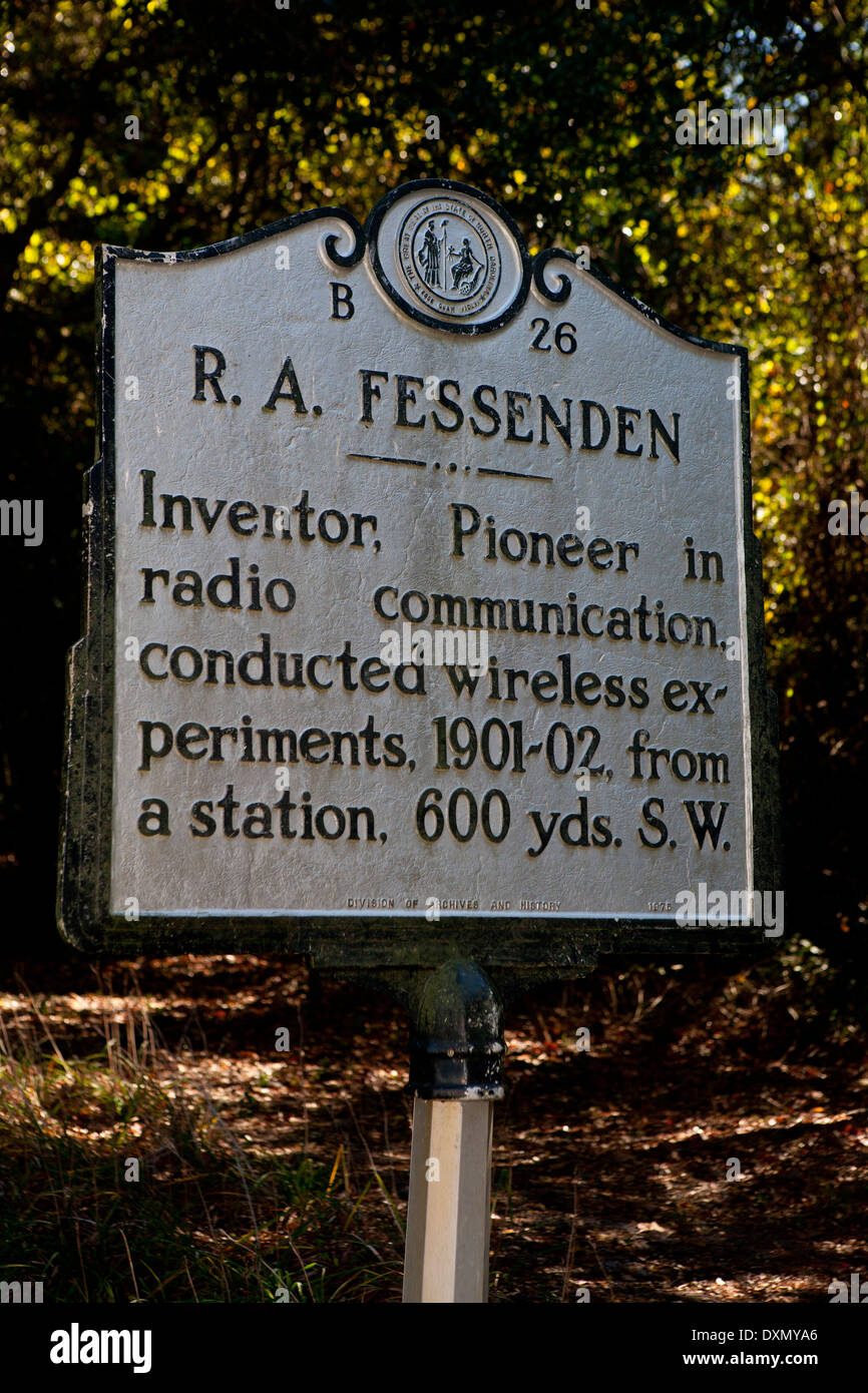 R.A. FESSENDEN Inventor. Pioneer in radio communication, conducted wireless experiments, 1901-02, from a station, 600 yds. S. W. Division of Archives and History, 1975 Stock Photo