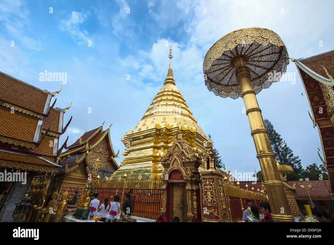 Golden Chedi at Wat Doi Suthep, Chiang Mai, Thailand Stock Photo
