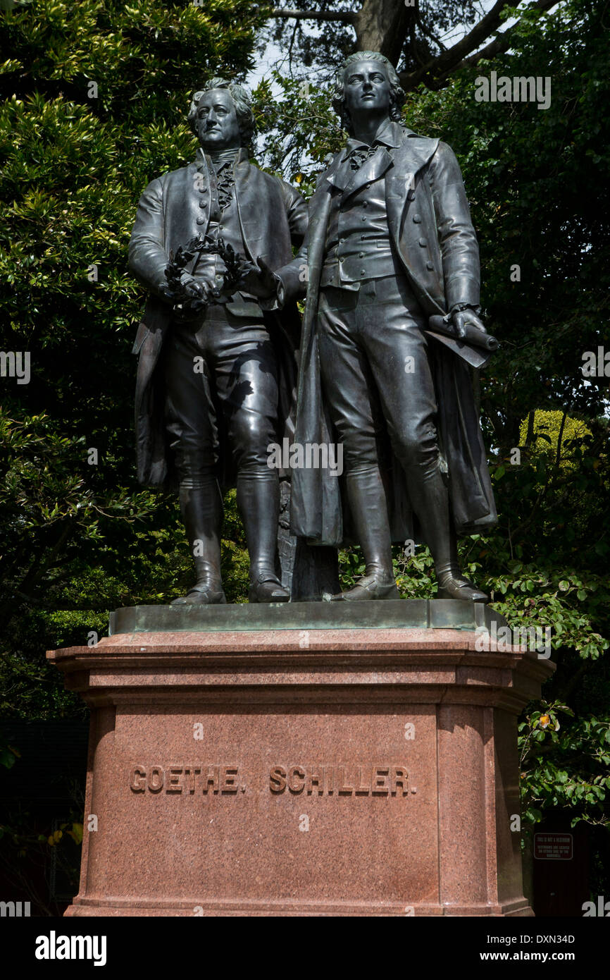 Replica of the original Goethe-Schiller Monument in Golden Gate Park, San Francisco, California, United States of America. Stock Photo