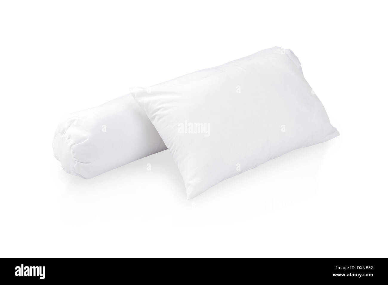 white pillow and bolster isolated on white background Stock Photo