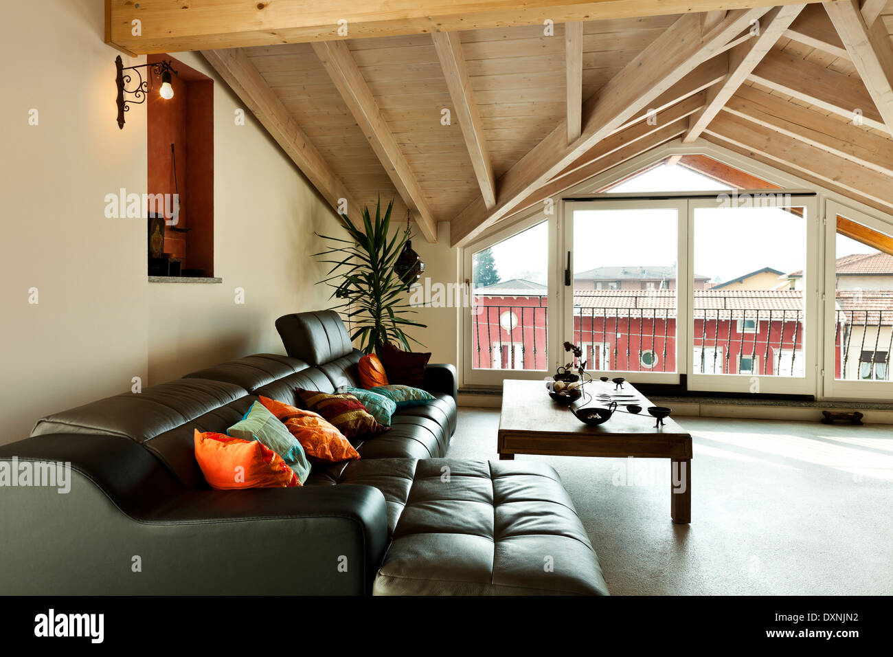 interior new loft, ethnic furniture, living room Stock Photo - Alamy
