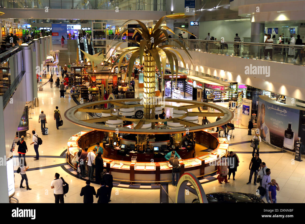 Inside the departures hall at Dubai's international airport, United Arab Emirates Stock Photo