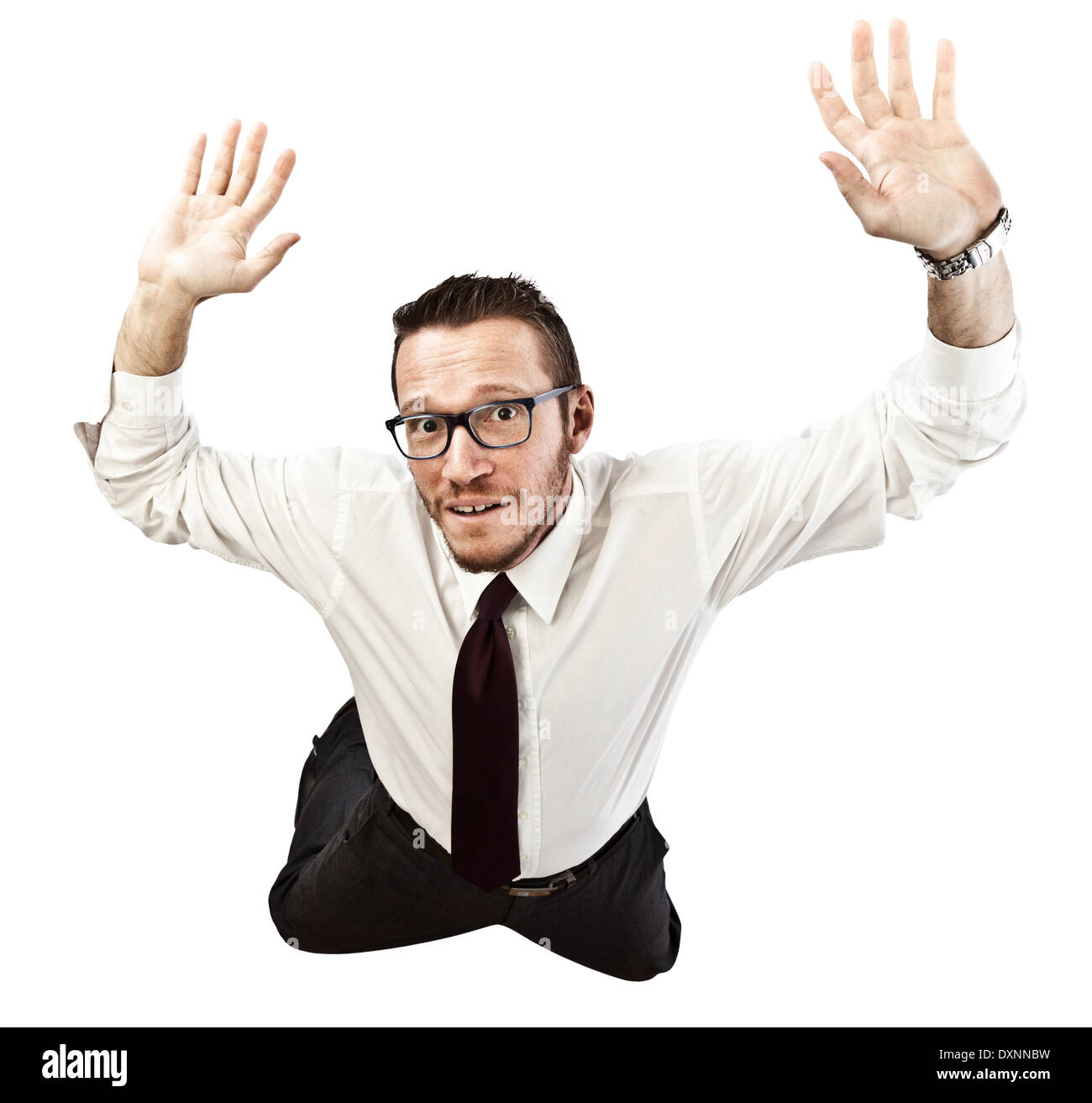 falling businessman isolated on white background Stock Photo