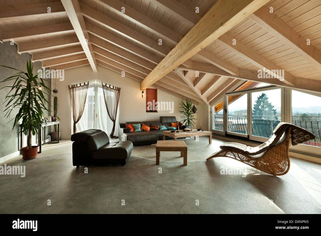 interior new loft, ethnic furniture, living room Stock Photo - Alamy