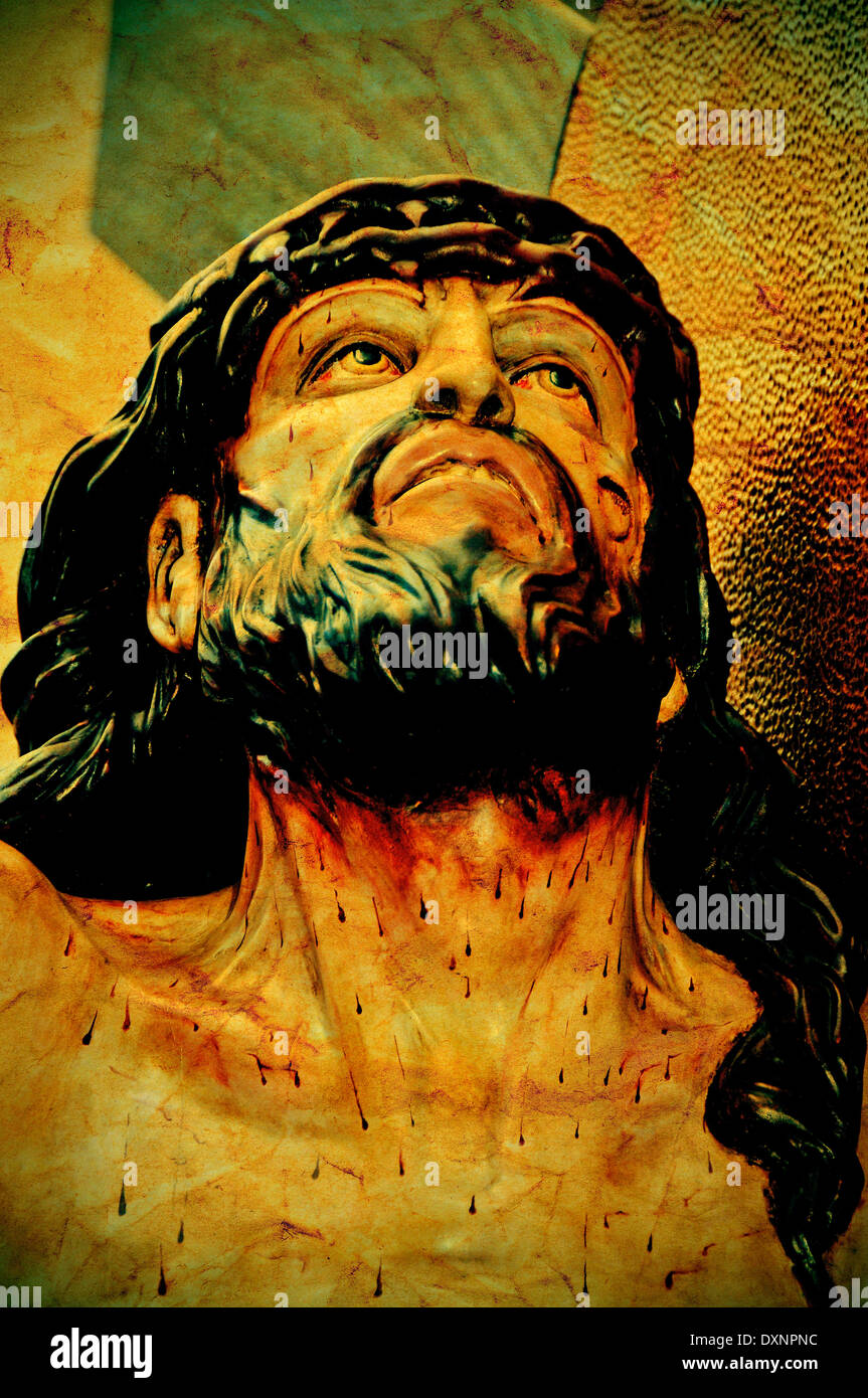 A Figure Of Jesus Christ In The Holy Cross With Retro Effect