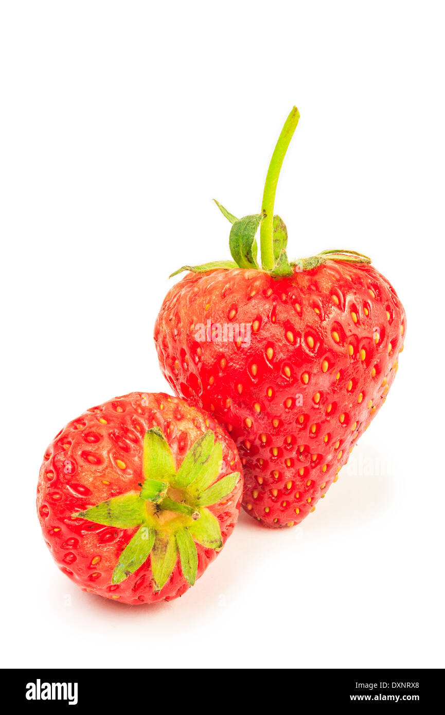 Strawberries isolated white background fruit ripe Stock Photo