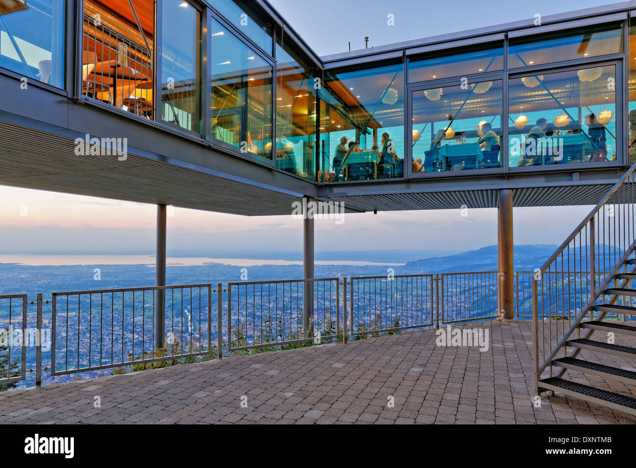 Austria, Dornbirn, Panoramic restaurant Karren Stock Photo