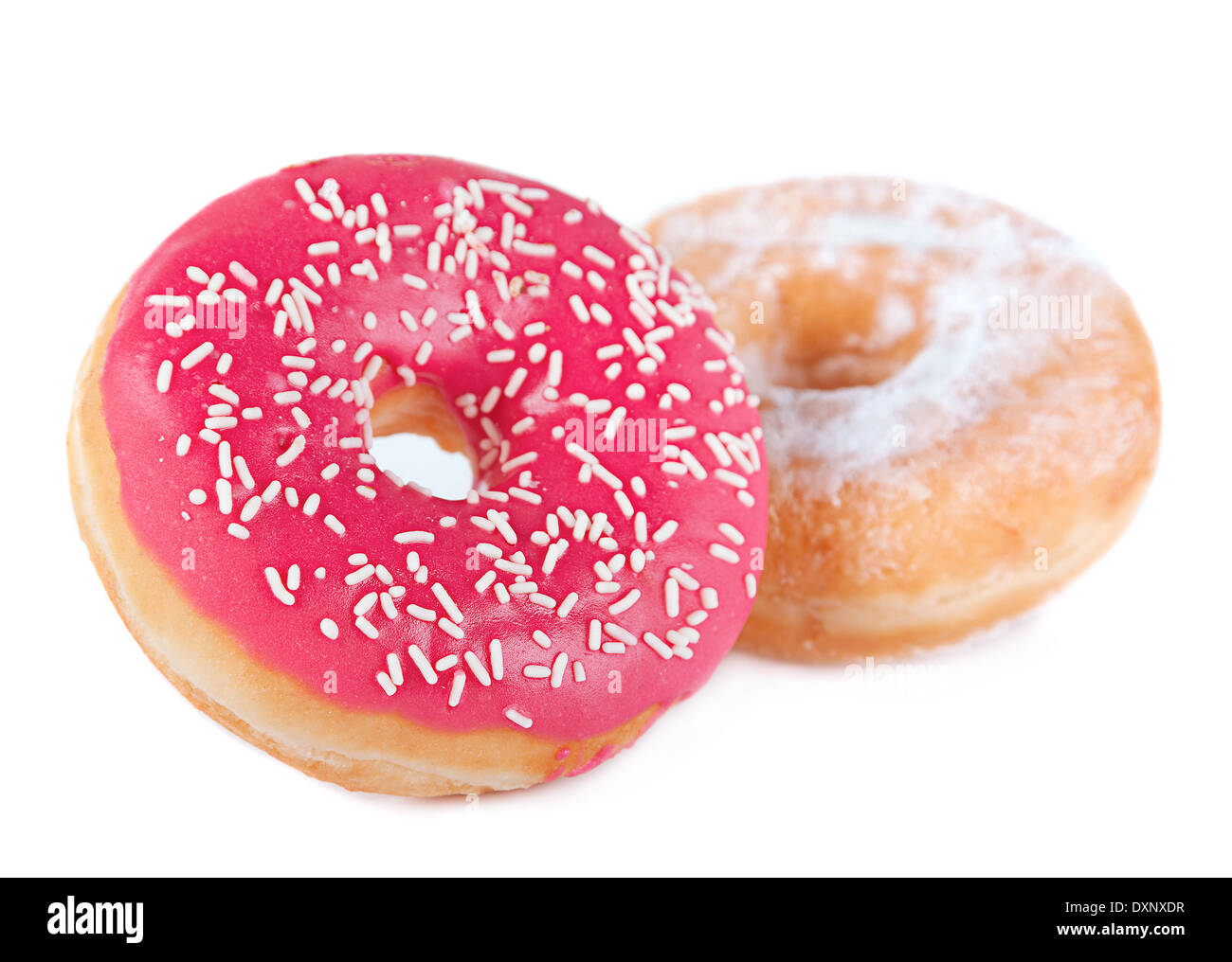 Doughnut in pink glazed isolated on white Stock Photo - Alamy