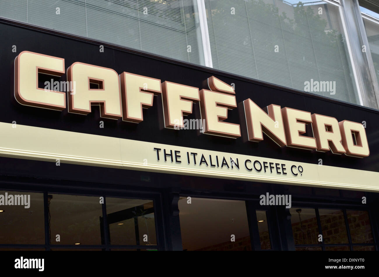 Caffe Nero sign outside a cafe, London, UK. Stock Photo