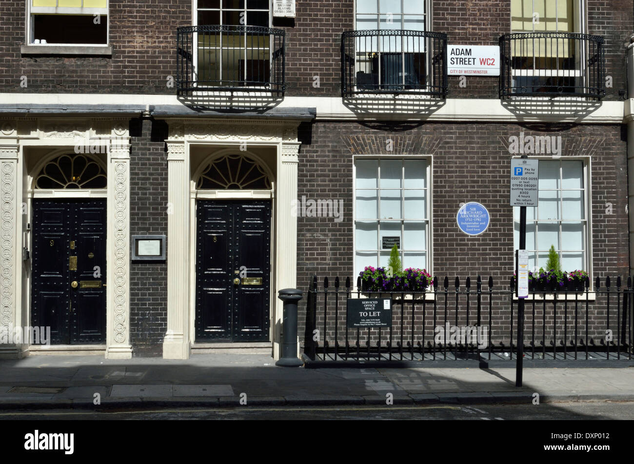 Houses in Adam Street WC2, London, UK. Stock Photo