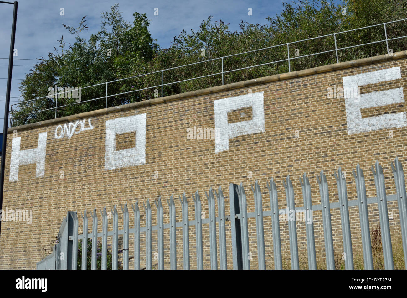 The word ’Hope’ written on a wall, King’s Cross, London Stock Photo Alamy