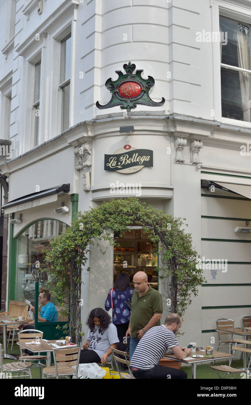 La Bottega Italian cafe restaurant in Old Brompton Road, South Kensington, London, UK. Stock Photo