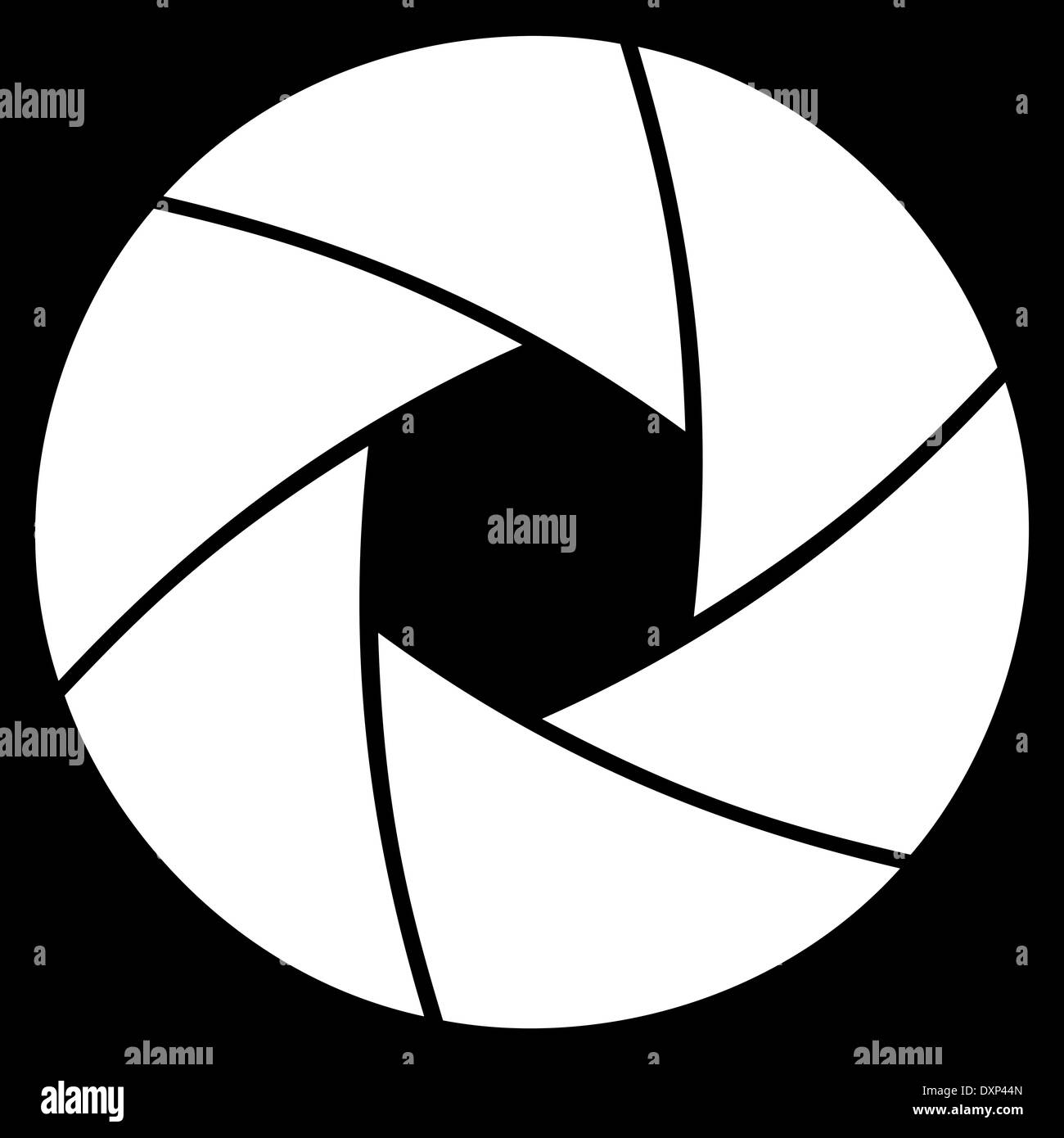 Simple illustration of camera lens aperture ring on black background
