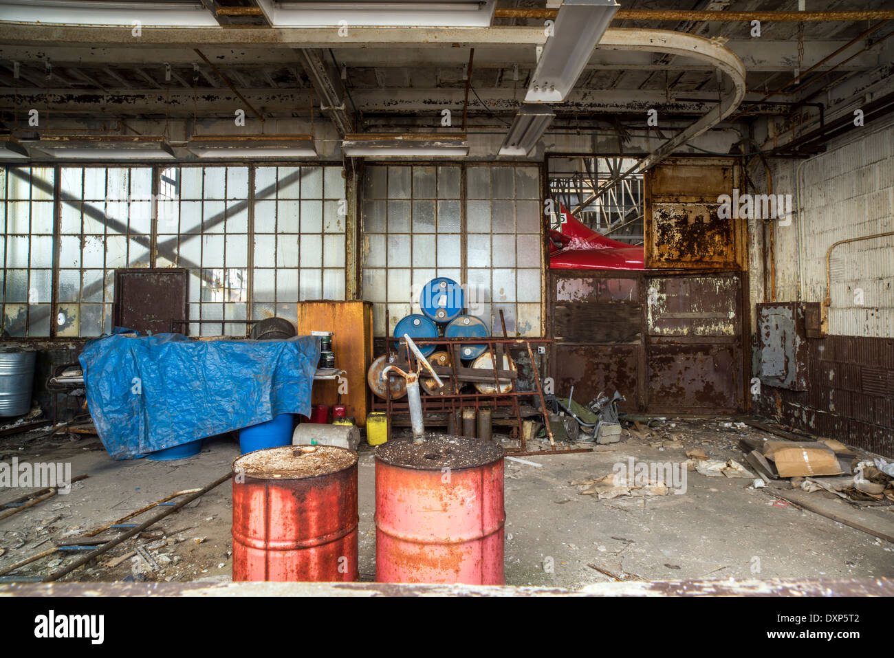 Old abandoned airplane hanger Stock Photo